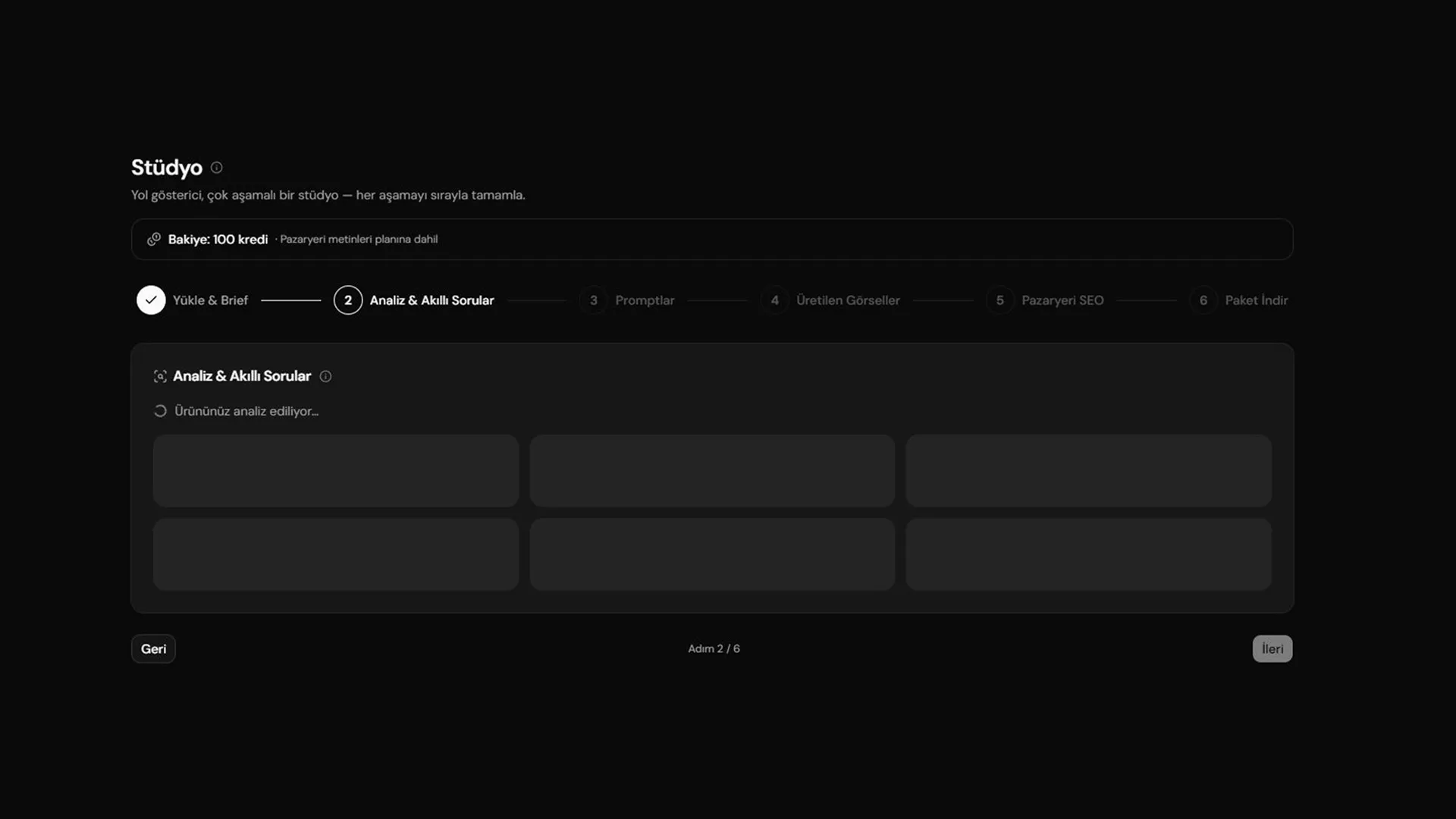 Analysis screen