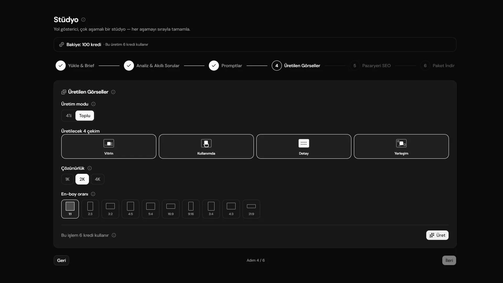 Generation screen